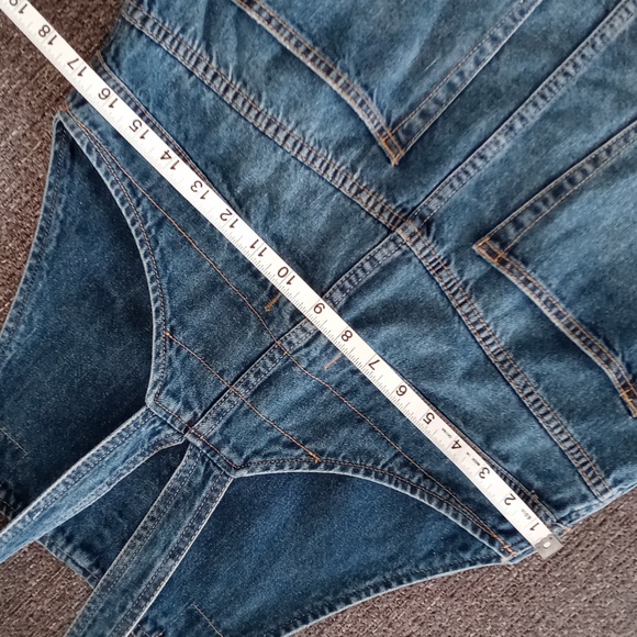 💙Free People💙 - Blue Denim Distressed Frayed Hem Overall Dress - Picture 14 of 15